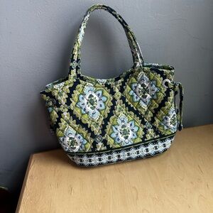 Vera Bradley Quilted Tote - Green and Blue Pattern